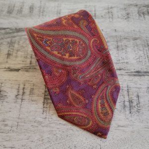 Purple and Ruby Red Paisley Silk Tie 58.5" x 3.75"